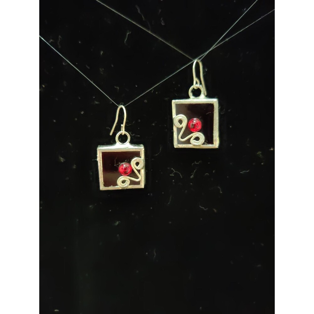 Red Stained Glass Earrings